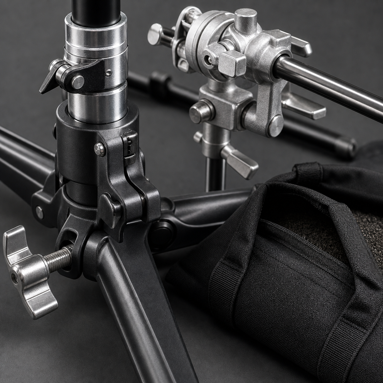 Heavy duty C-Stand base and boom detail
